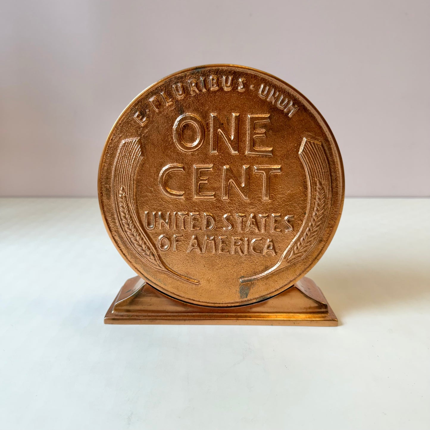 Vintage Novelty "One Cent" Wheat Penny Money Box