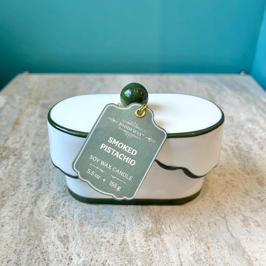 Paddywax Cherie Smoked Pistachio Porcelain Candle