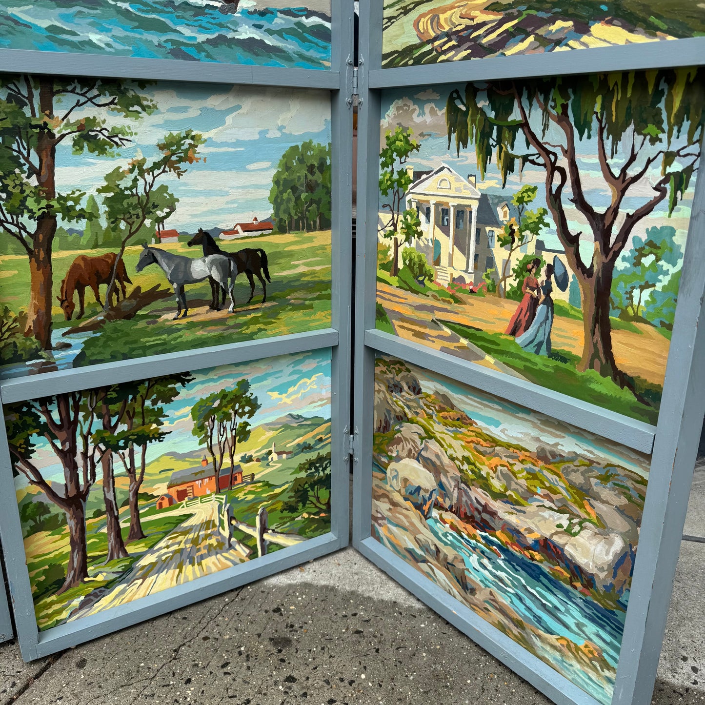 Vintage 1950's Original Paint by Numbers Screen/Room Divider