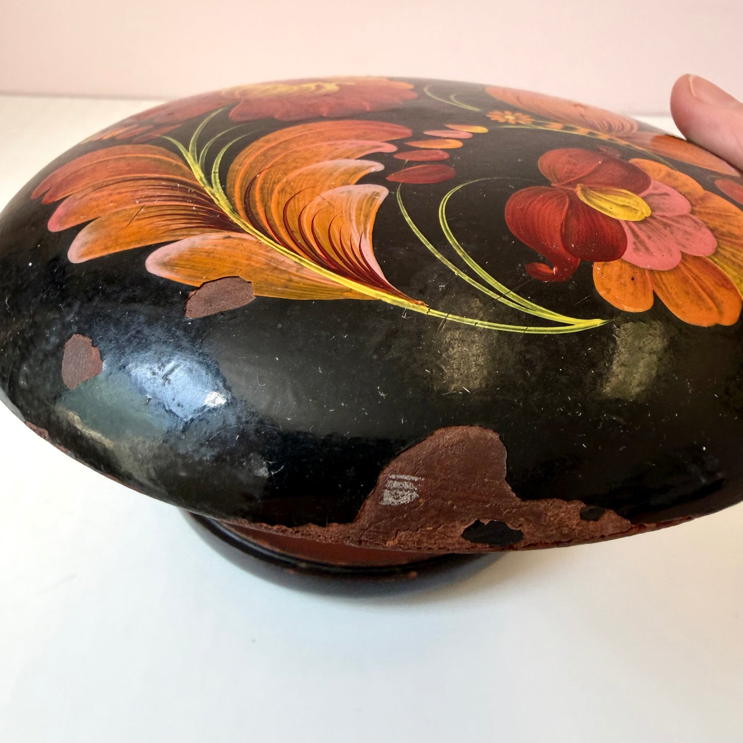 Vintage Hand Painted Floral Trinket Box