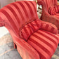 Vintage Raspberry Red Regency Style Striped Lounge Armchair by Lexington Furniture /item