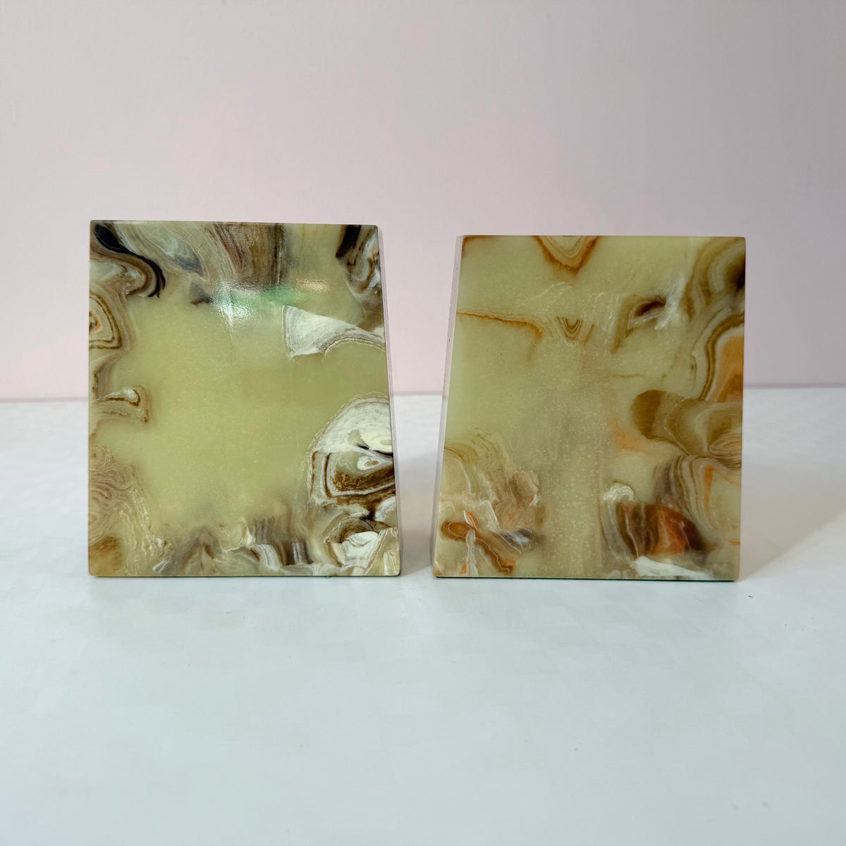 Vintage Faux Green Onyx Bookends