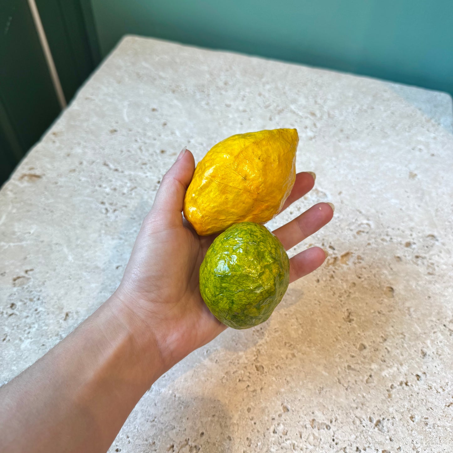 Vintage Paper Mache Lemon and Lime Set