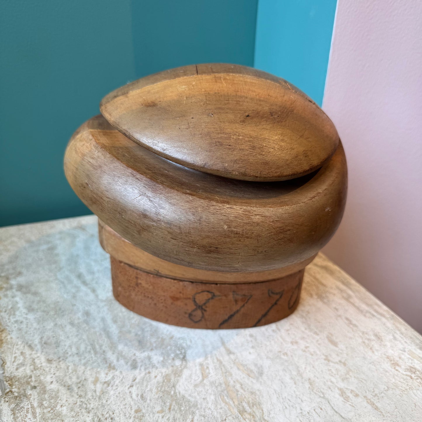 Antique 5 Piece Wooden Milliners Hat Block