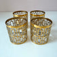 Vintage Set of 4 Imperial Glass Company Tumbler Glasses in the Gold Shoji Pattern
