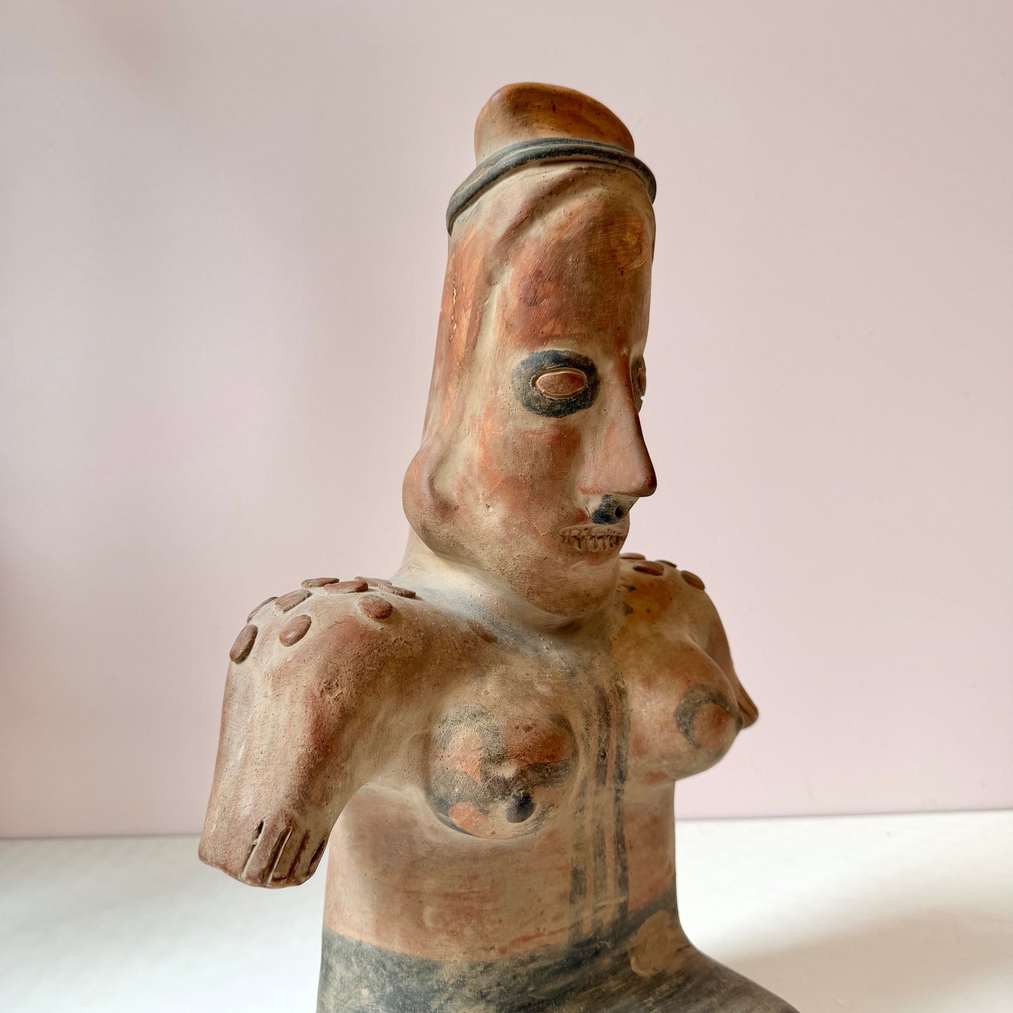 Vintage Large Mid-Century Handcrafted Terracotta Mexican Seated Woman