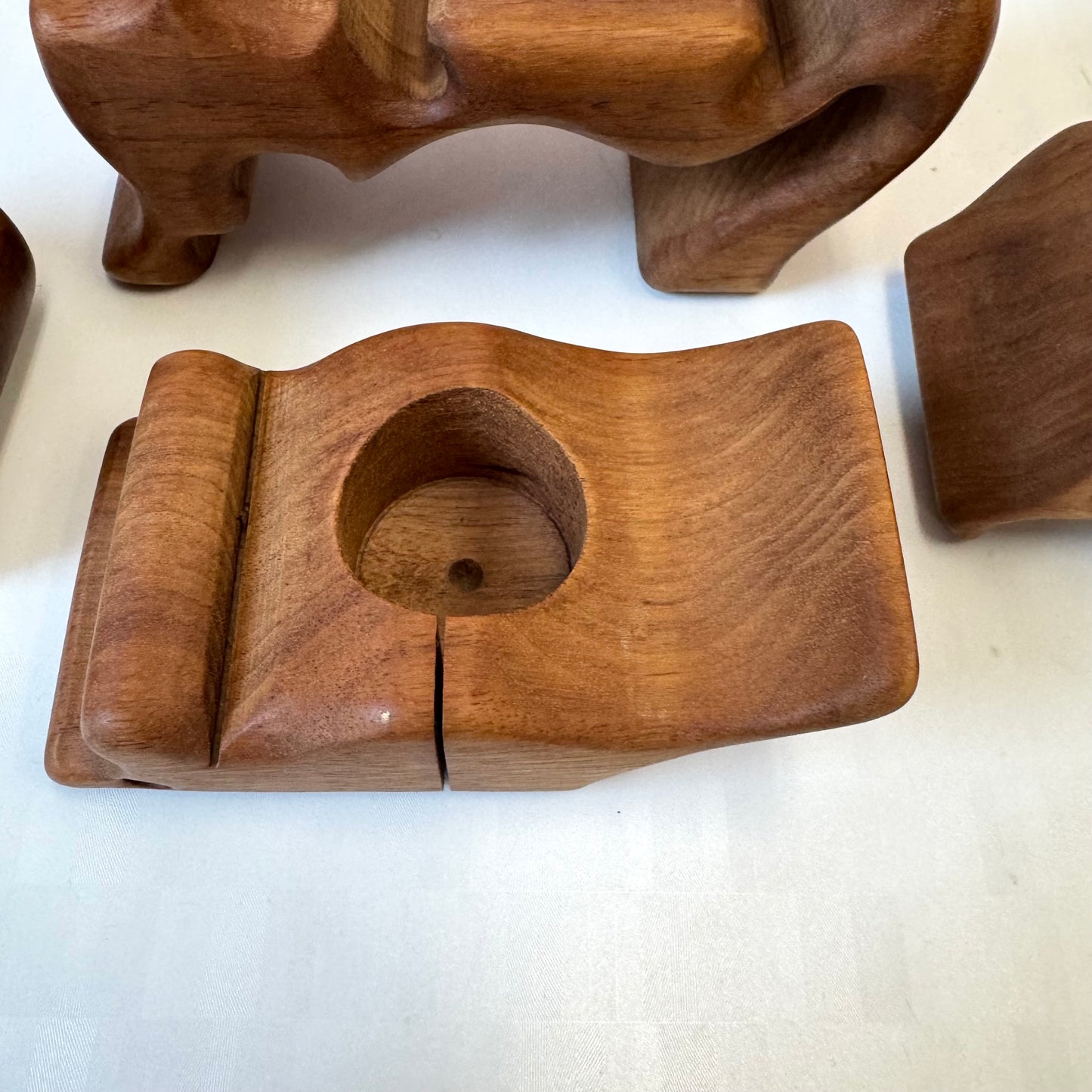 Vintage Wooden Cat & Mouse Puzzle Desk Organizer by Richard Rothbard
