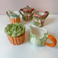 Vintage Set of 5 Ceramic Vegetable Sugar Bowls and Milk Jugs by Fitz & Floyd