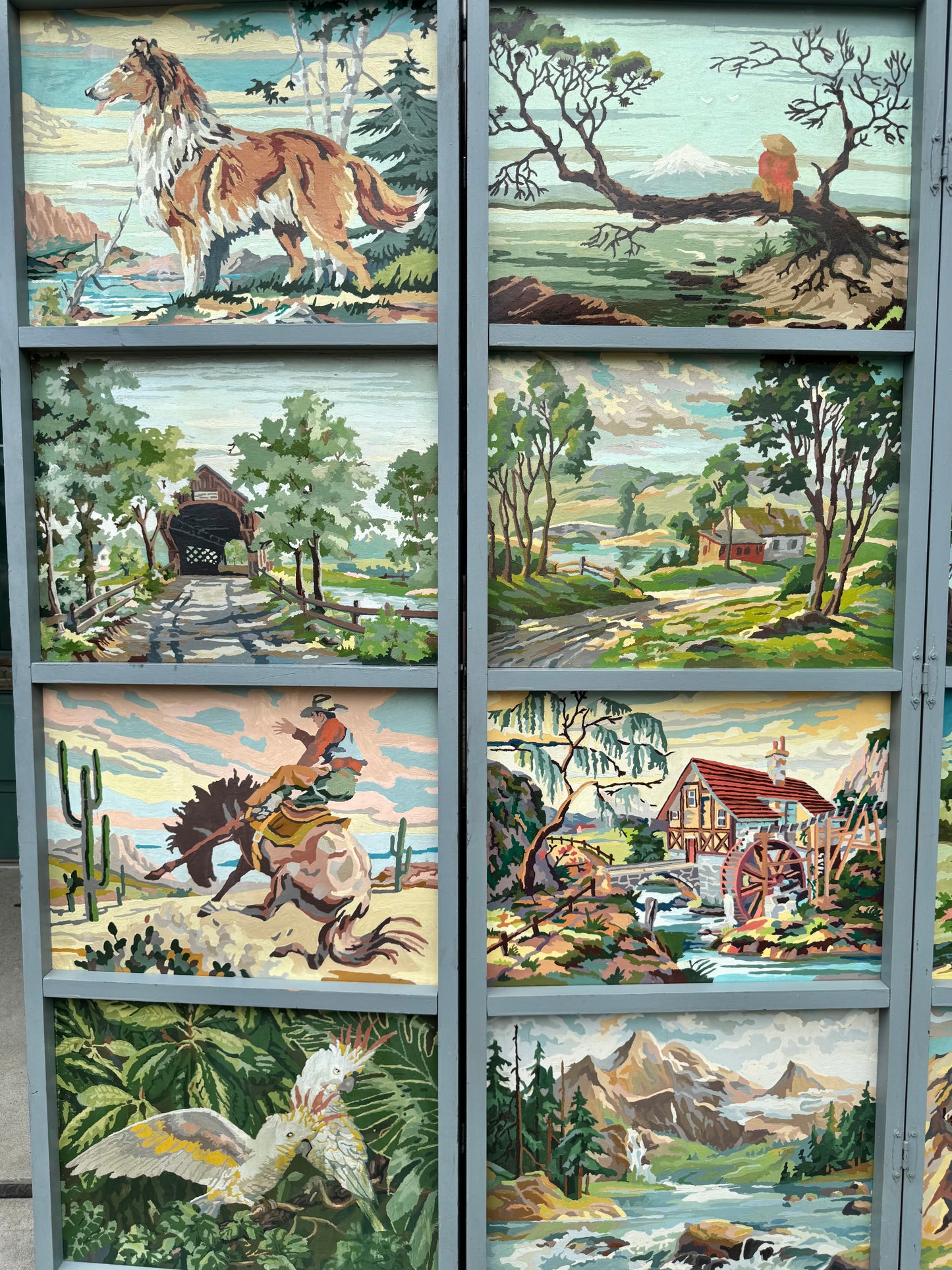 Vintage 1950's Original Paint by Numbers Screen/Room Divider