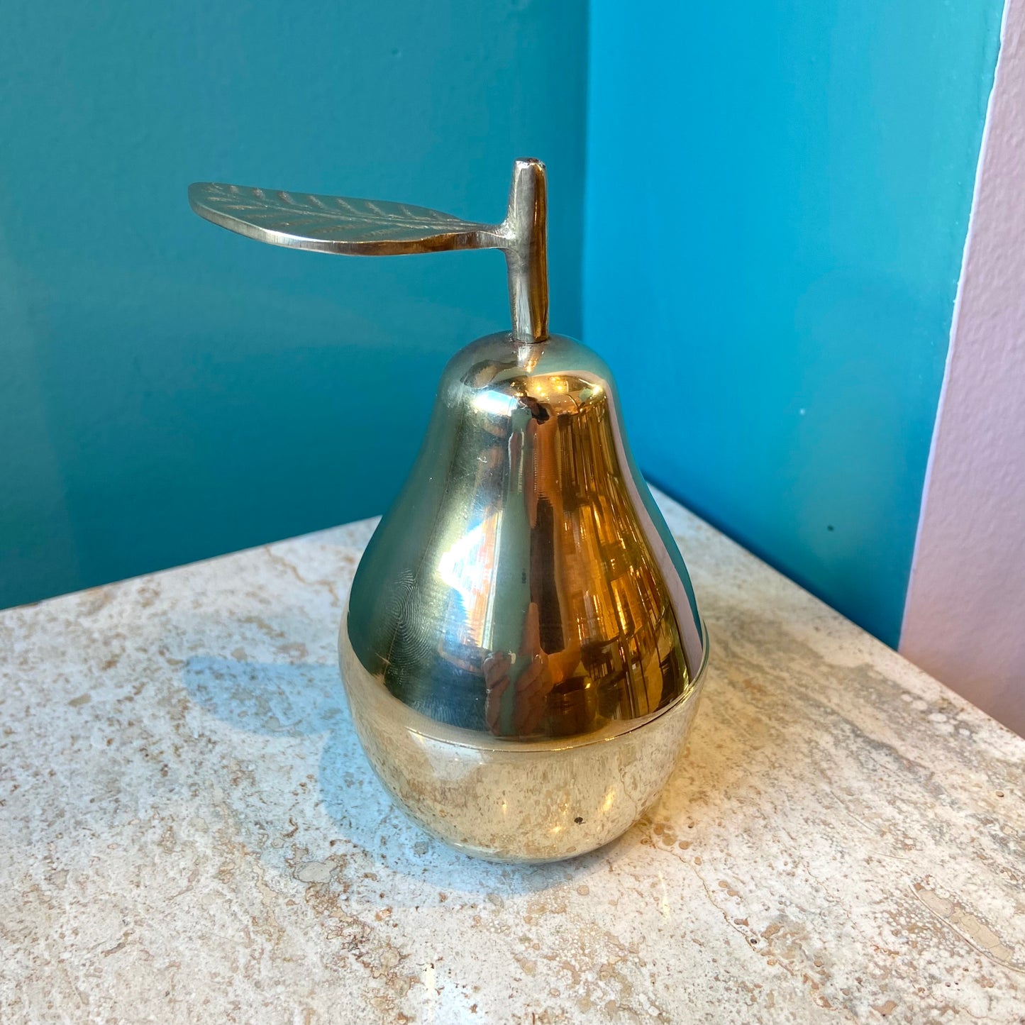 Vintage Brass Pear Trinket Box