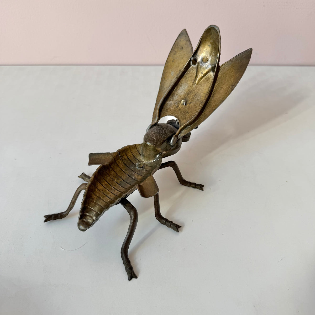 Vintage Large Bronze Toned Metal Fly Ashtray