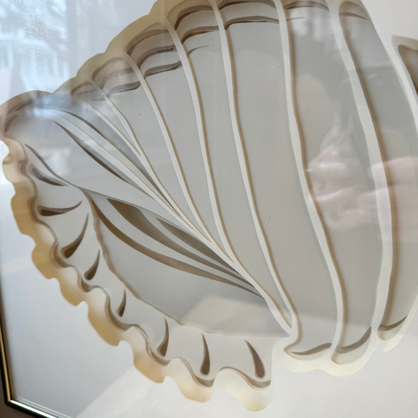 Vintage 1970's Framed 3D Paper Sculpture Shell Artwork by Rebecca Melville Miller for Greg Copeland