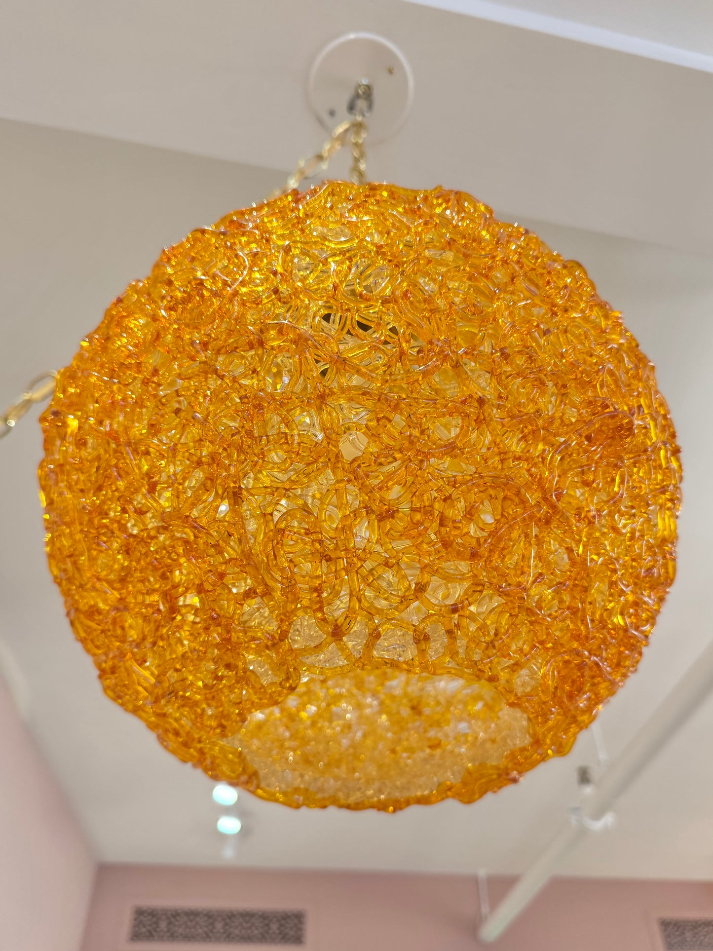 Vintage Orange Acrylic Spun Spaghetti Swag Light
