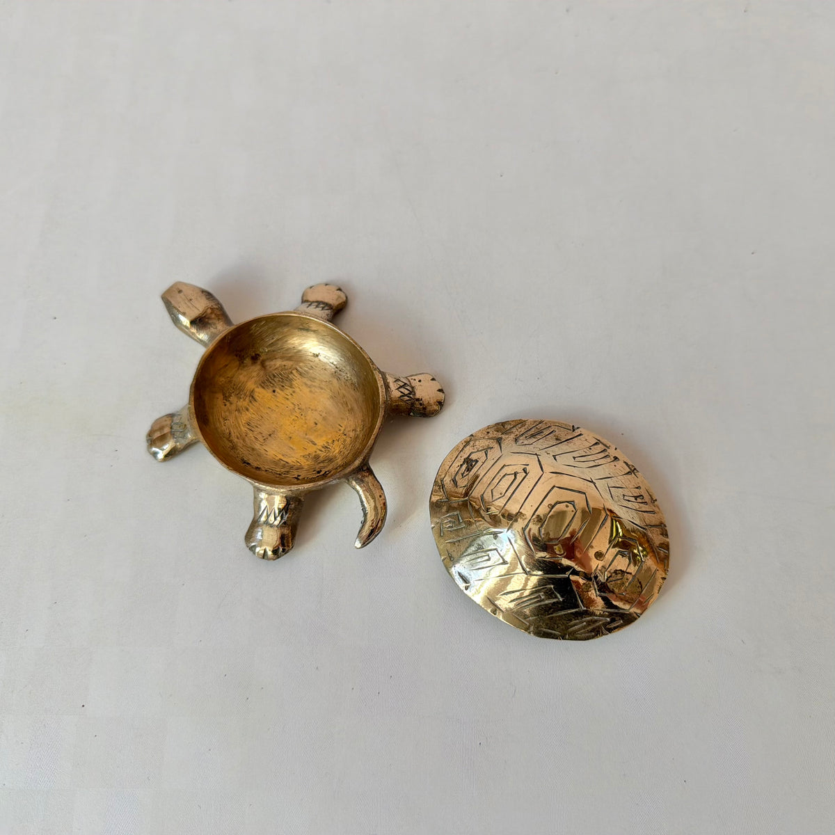Vintage Small Brass Turtle Trinket Box