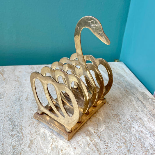Vintage Brass Swan Letter/Napkin Holder