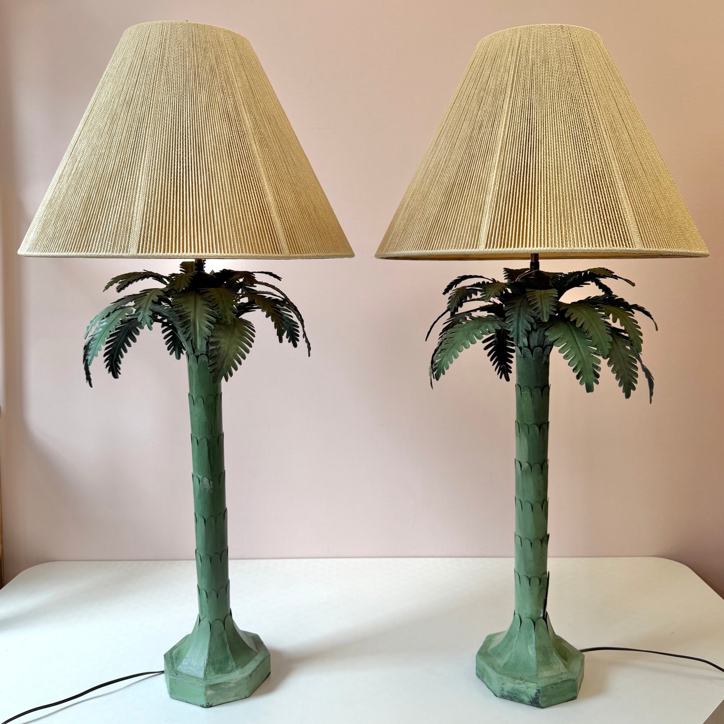 Vintage 1970s Chapman Style Palm Tree Table Lamp/per item