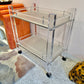 Vintage Lucite Two Tier Rolling Bar Cart