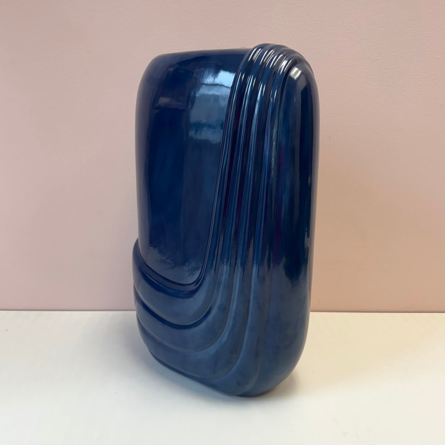 Vintage Art Deco Style Dark Blue Ceramic Vase