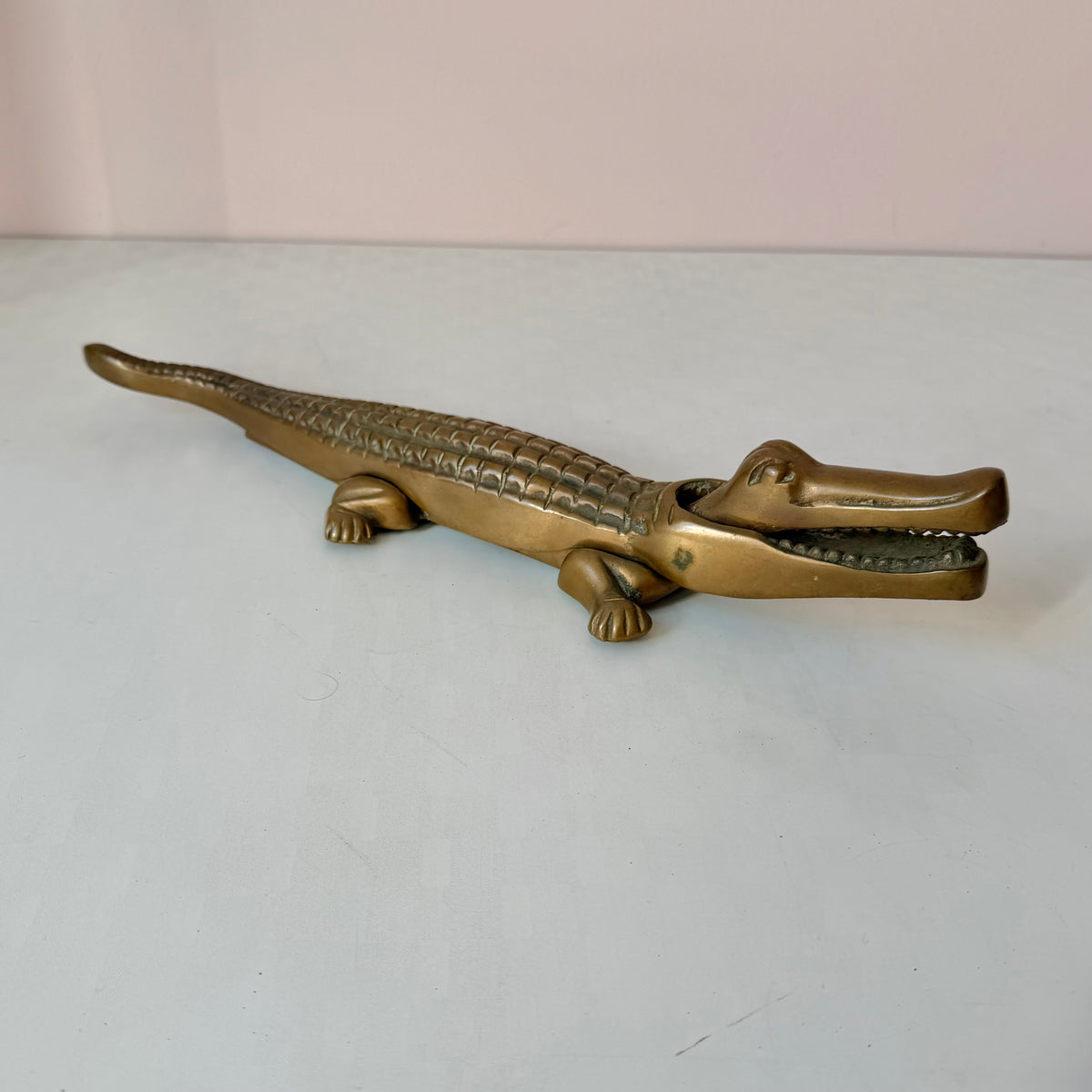 Vintage Large Brass Crocodile Nutcracker