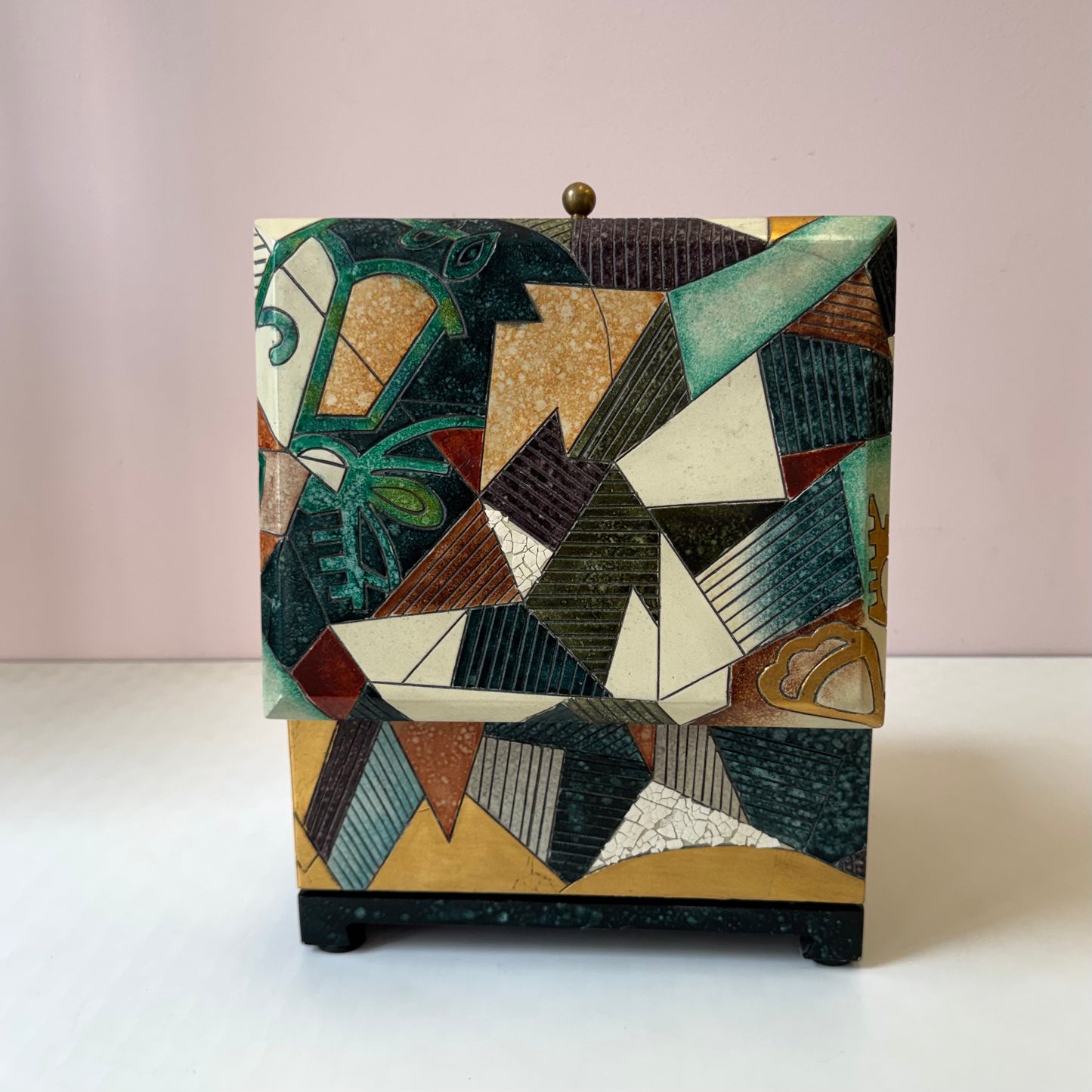 Vintage Postmodern Mosaic Style Storage Box