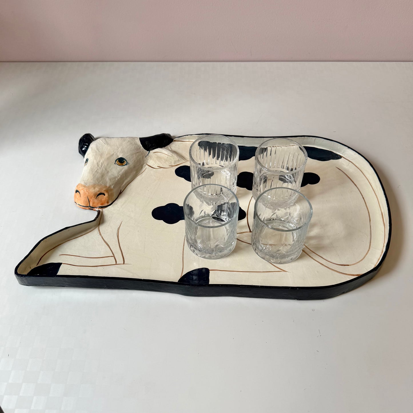 Vintage Large Paper-Maché Cow Tray