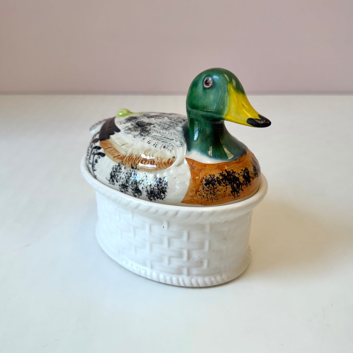 Vintage Ceramic Mallard Duck Tureen Serving Dish