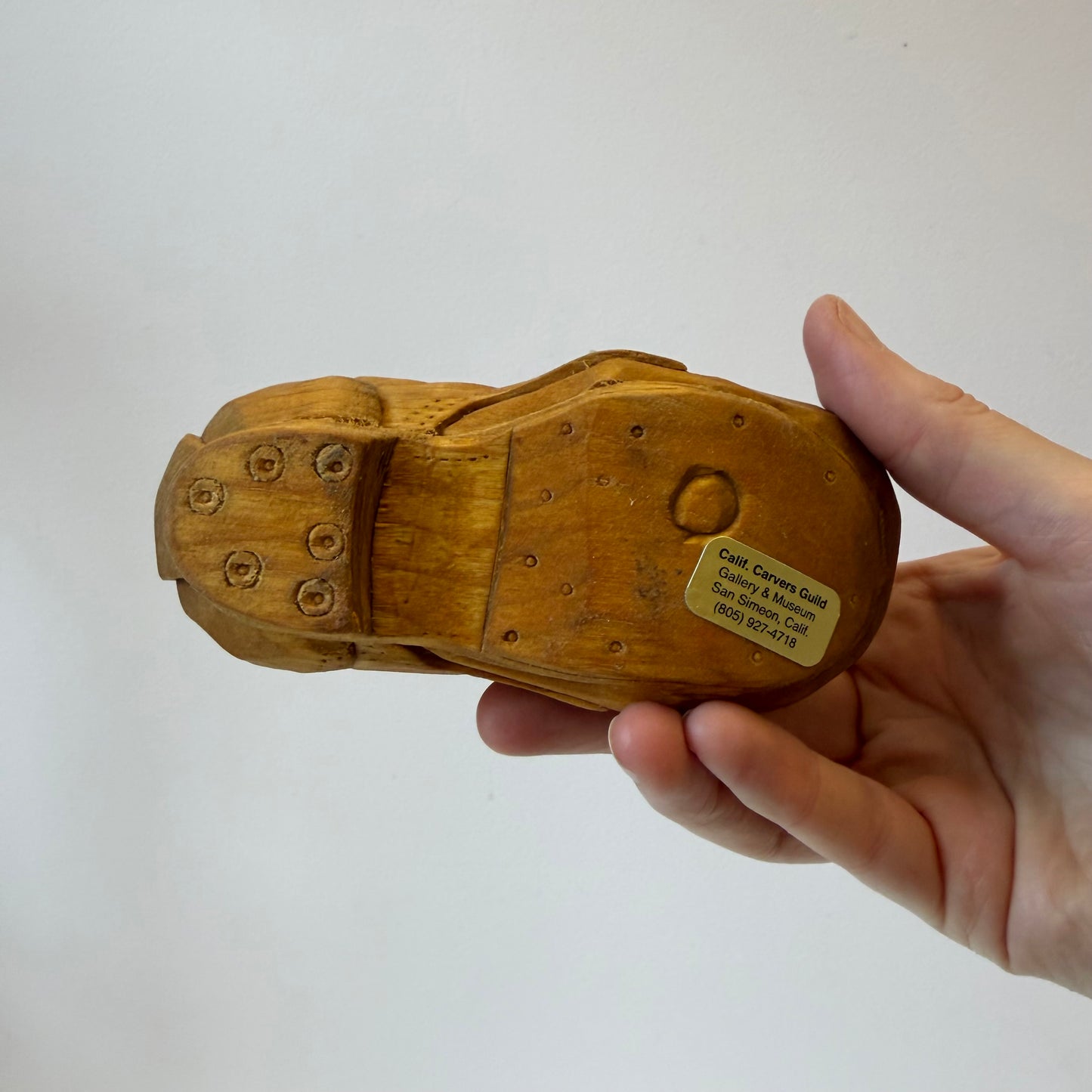 Vintage 1970's Hand-Carved Folk Art Wooden Boot