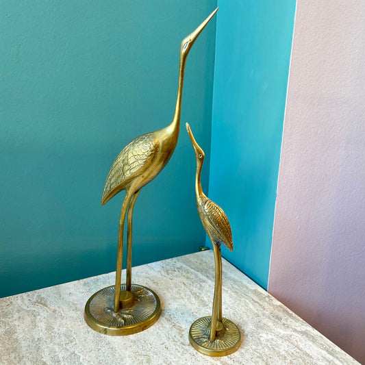Pair of Vintage Brass Cranes