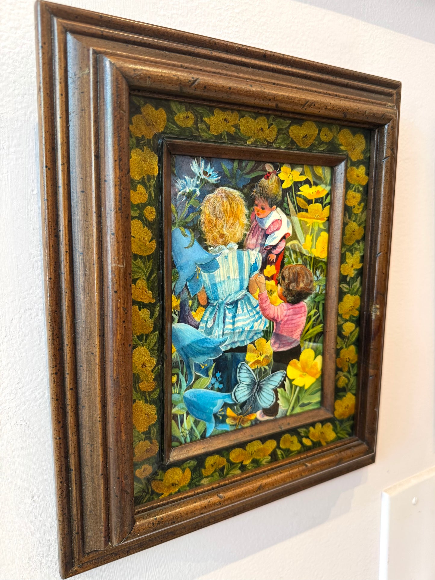 Vintage Small Original Framed "The Buttercup Day" 1982 Acrylic on Board Painting by Phyllis Londraville