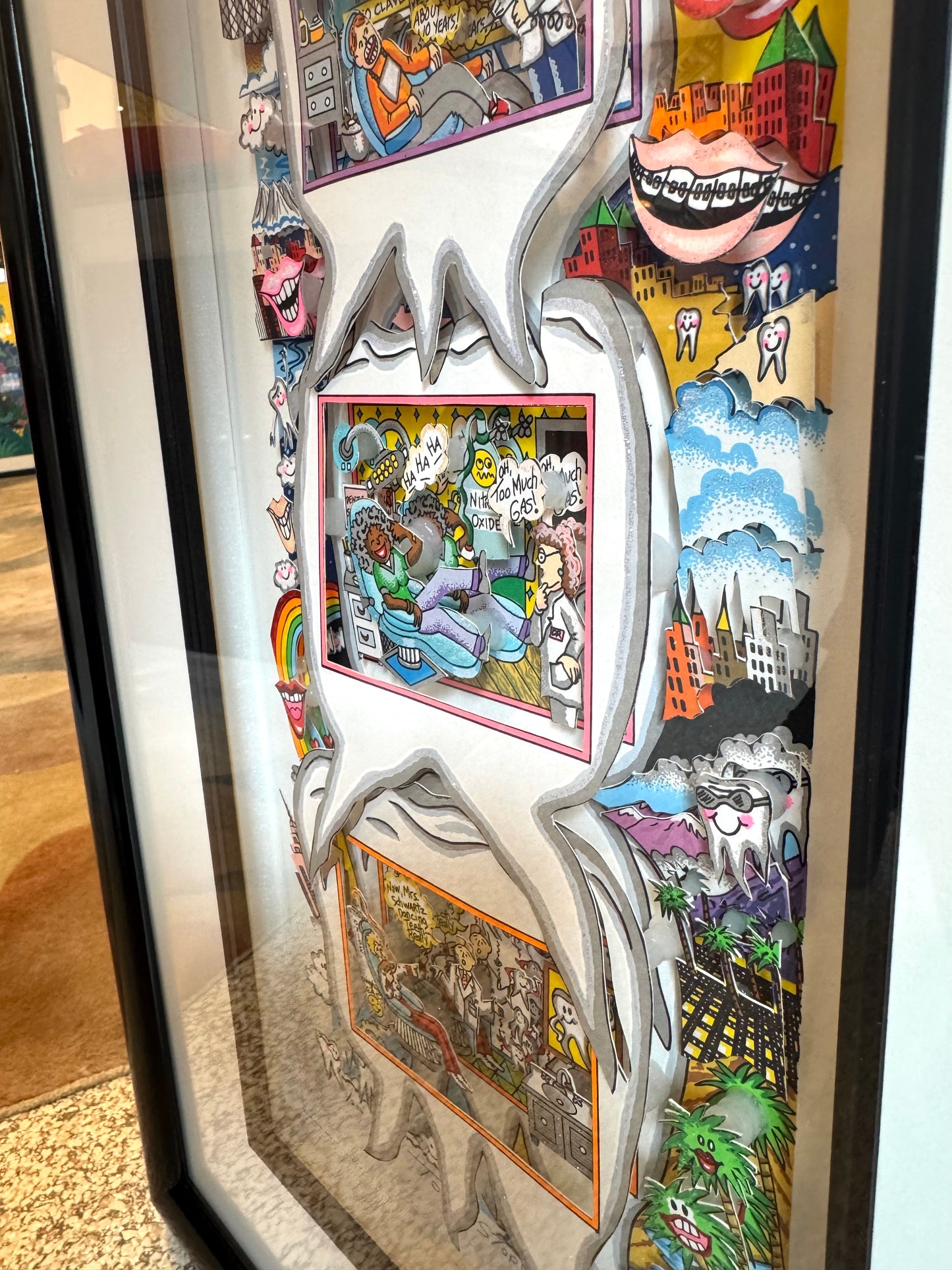 Vintage Charles Fazzino "Tooth Story Building" Framed Signed Numbered 3D Artwork