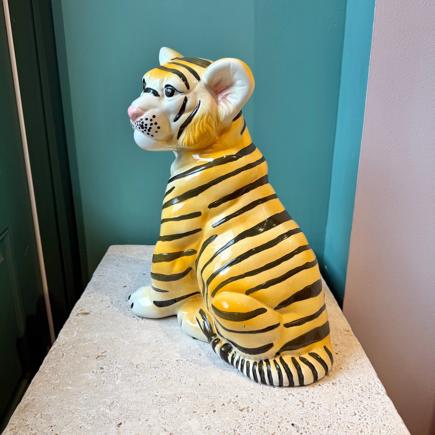 Vintage Ceramic Tiger Cub Statue
