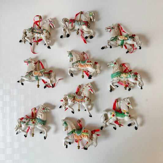 Vintage Ceramic Horse Carousel Ornament