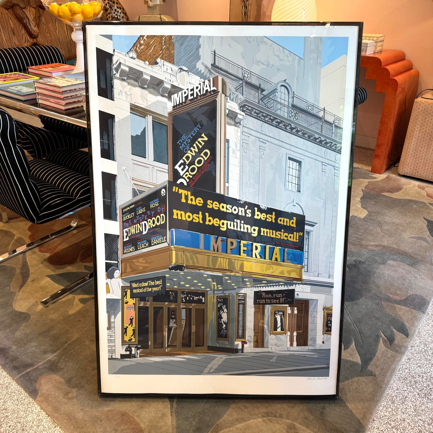 Vintage Signed Limited Edition Screenprint Titled "Imperial Theater - Edwin Drood" by Charles Ford