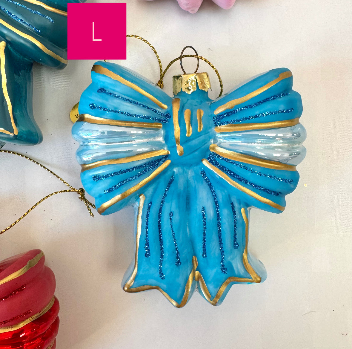 Sparkling Satin Bow Glass Ornament