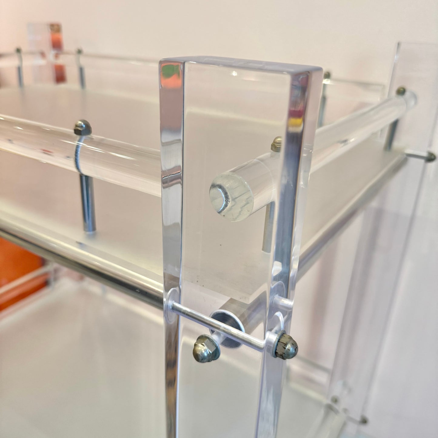 Vintage Lucite Two Tier Rolling Bar Cart