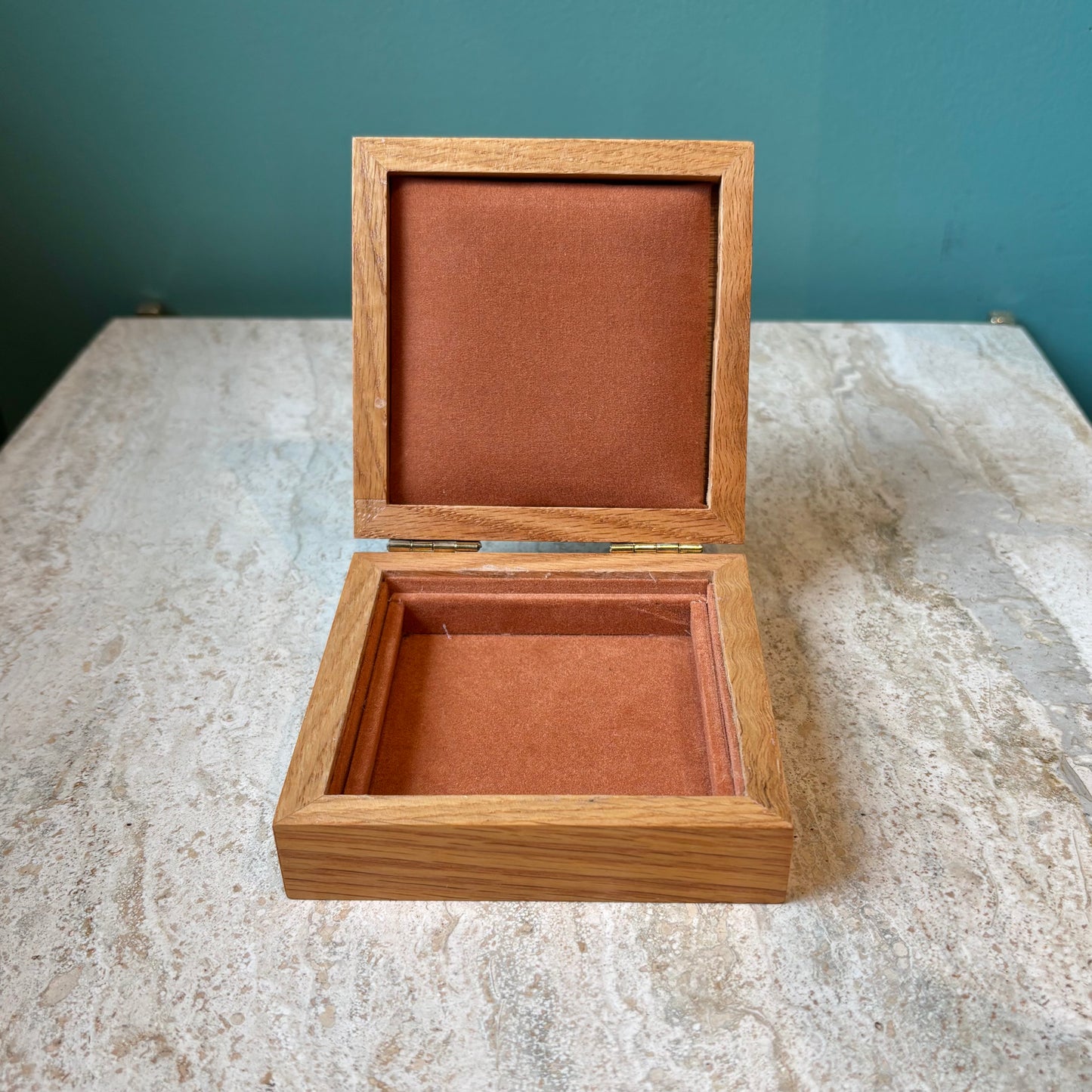 Vintage Small Square Wooden Storage Box