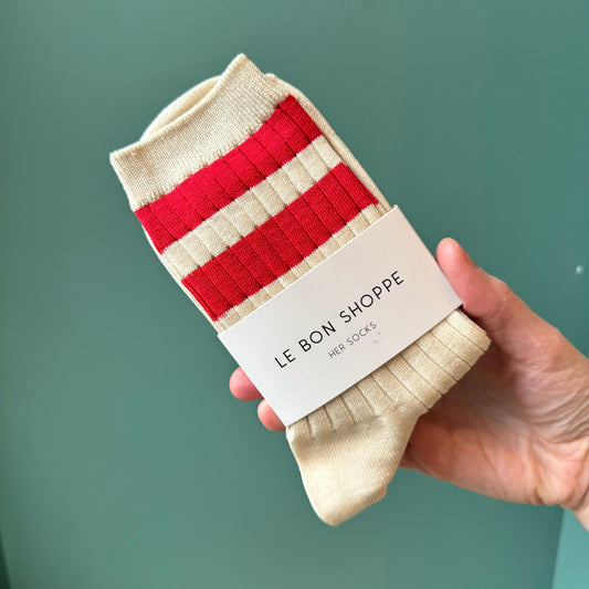 Le Bon Shoppe: 'Her' Socks  in Cream Red
