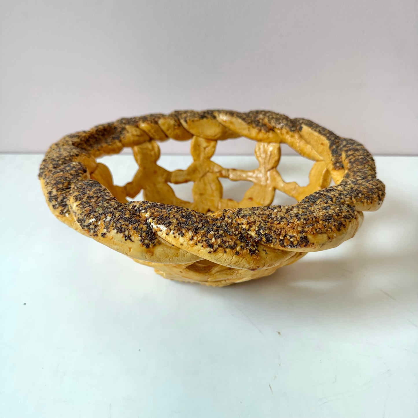 Vintage Poppyseed Salt Dough Bagel Bread Bowl