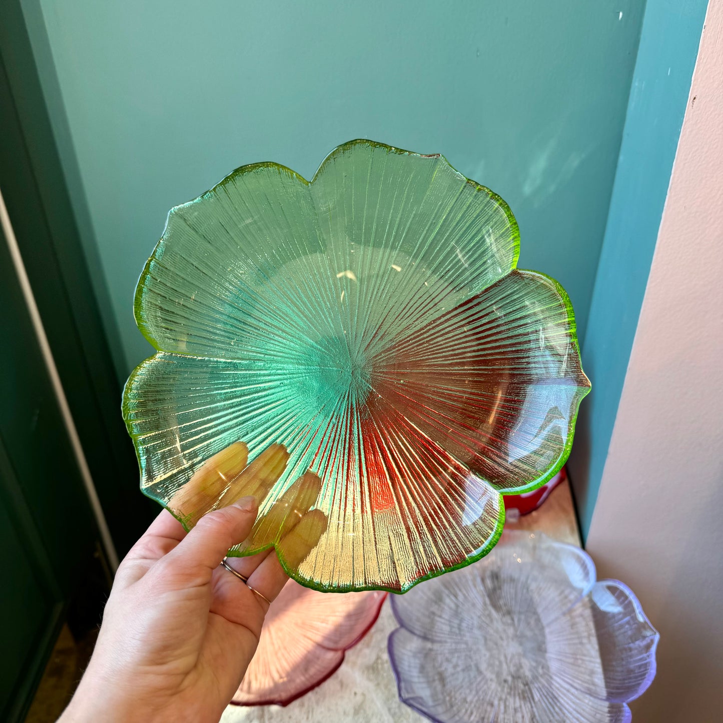 Set of 6 Vintage Mikasa Flower Glass Plates