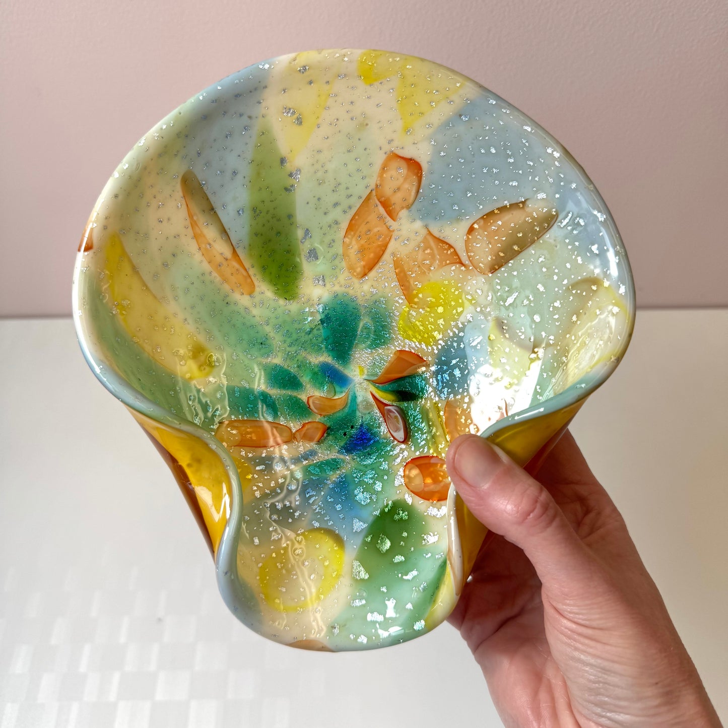 Vintage Yellow Tutti Frutti Murano Glass Bowl