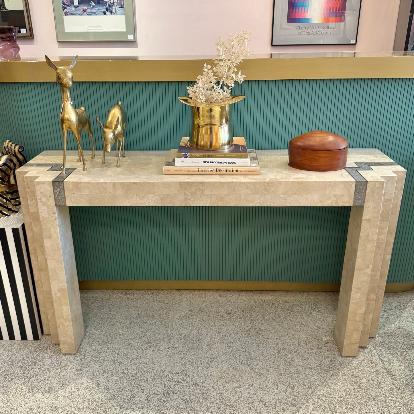 Vintage Maitland Smith Style Tessellated Console Table