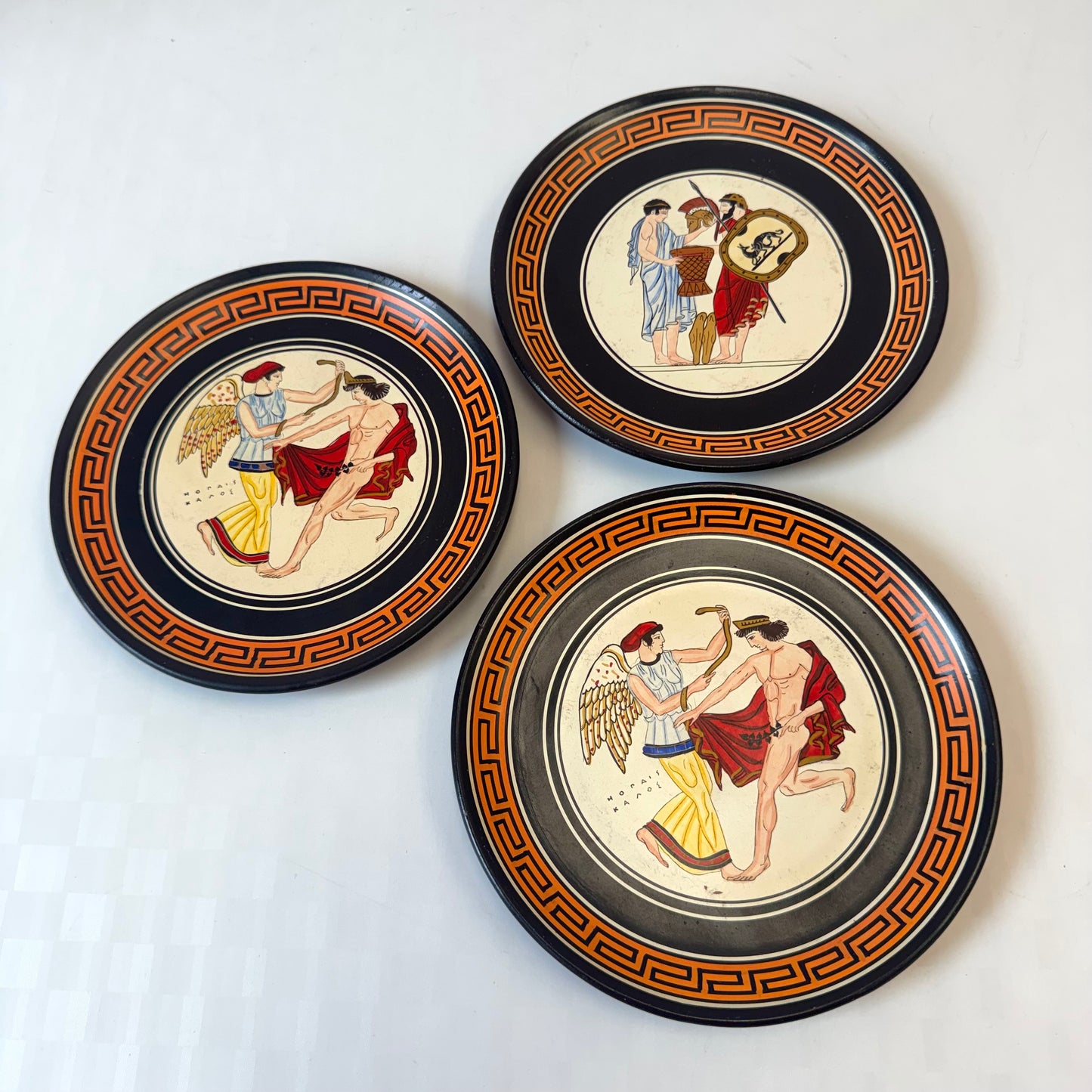 Vintage Set of 3 Mid-Century Greek Wall Hanging Plates by D. Vassilopoulos