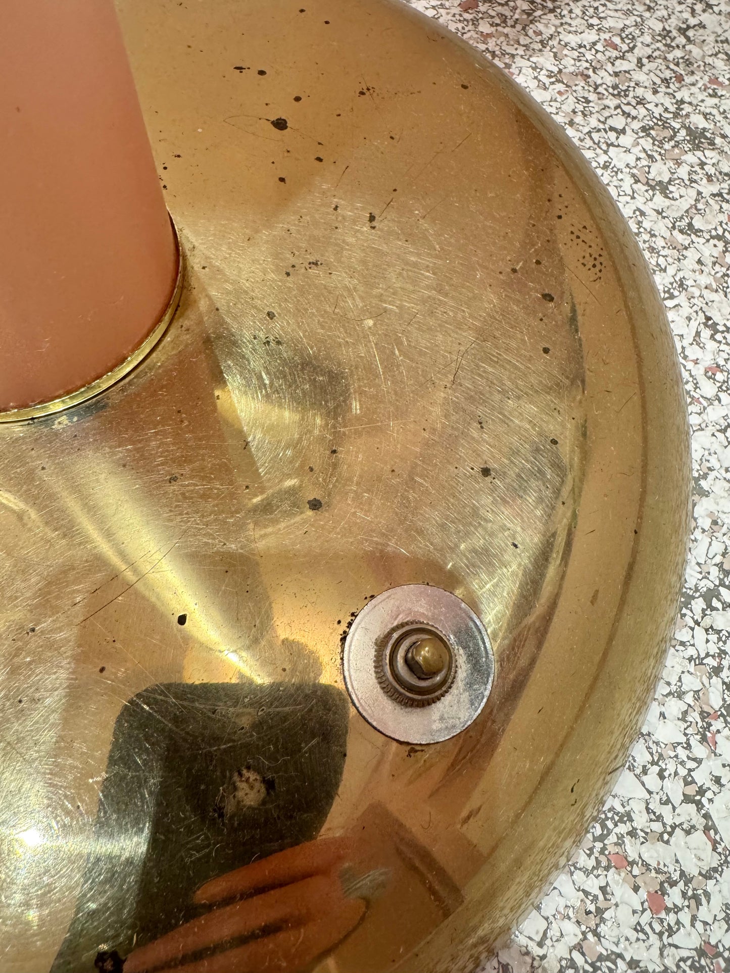 Vintage Pink Lucite Floor Lamp with Large Calla Lily Flower Shade