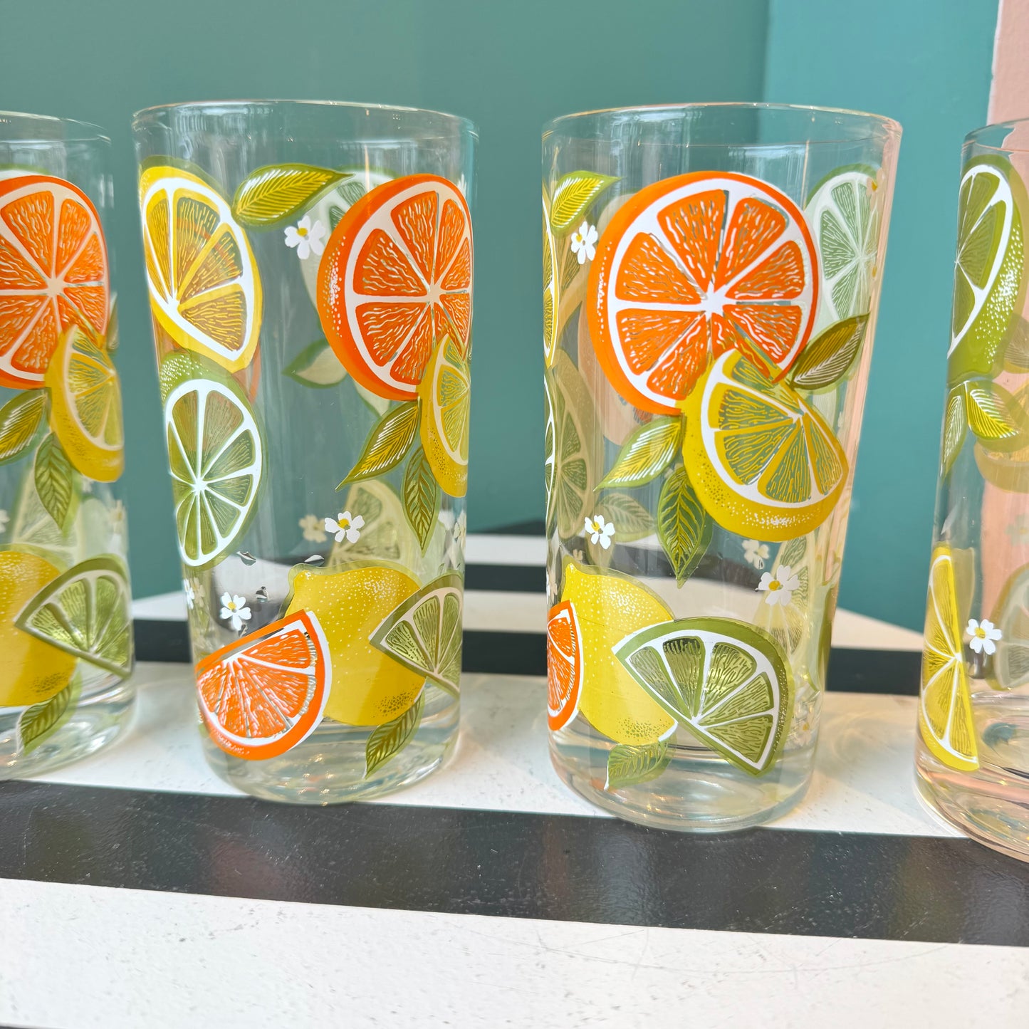 Set of 4 Vintage Culver Ltd. Citrus Highball Glasses