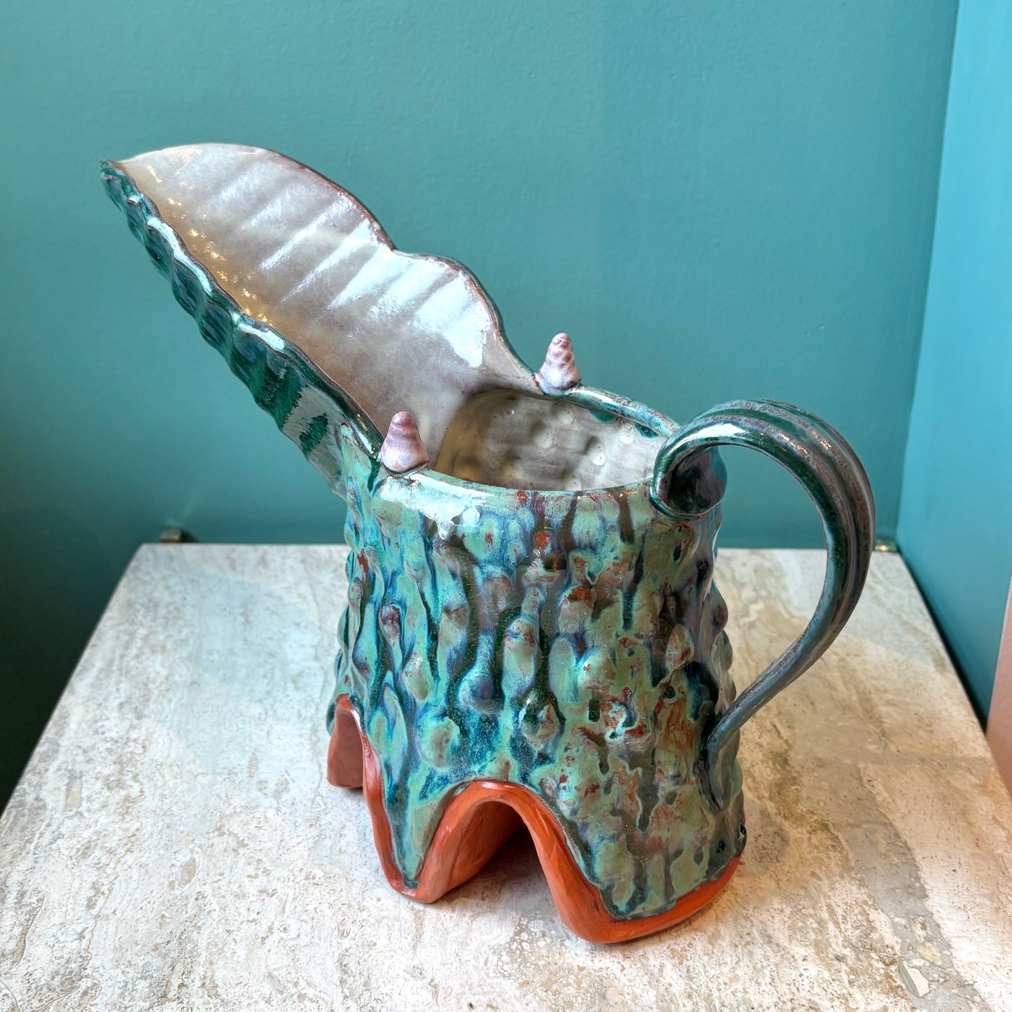 Large Vintage Studio Pottery Pitcher signed Flyn