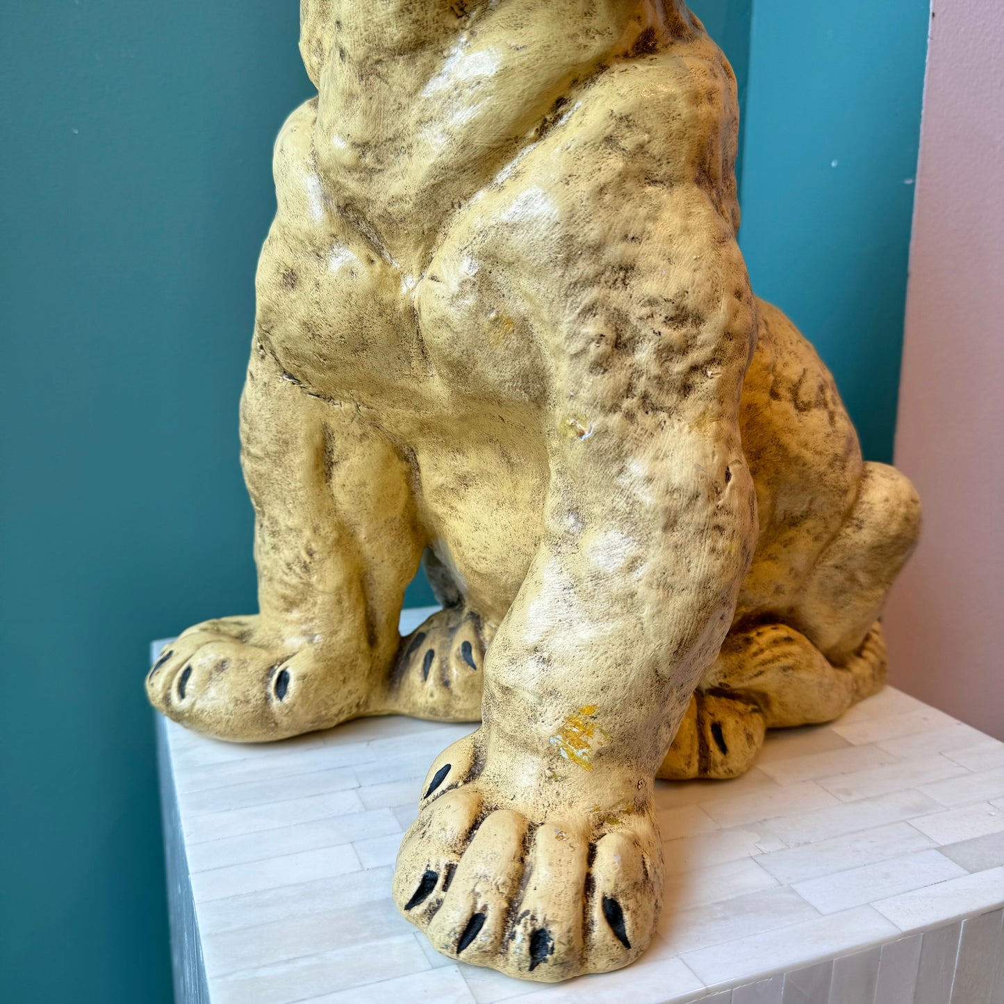 Vintage 1970’s Chalkware Lion Cub Statue