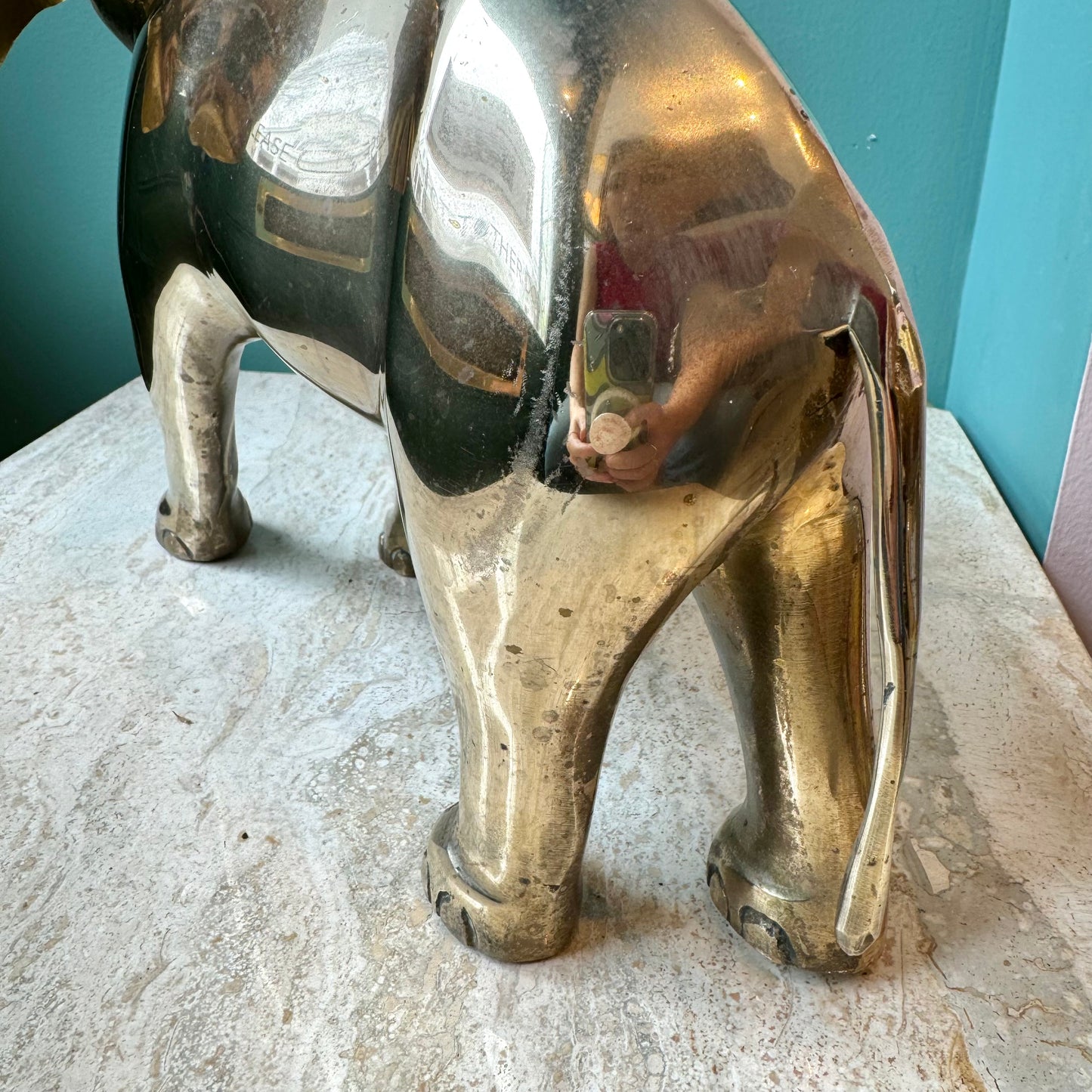 Large Vintage Brass Elephant