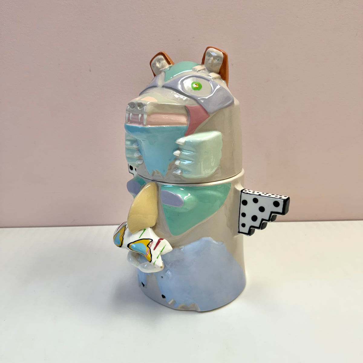 Vintage Large Post-Modern Ceramic Totem Cookie Jar