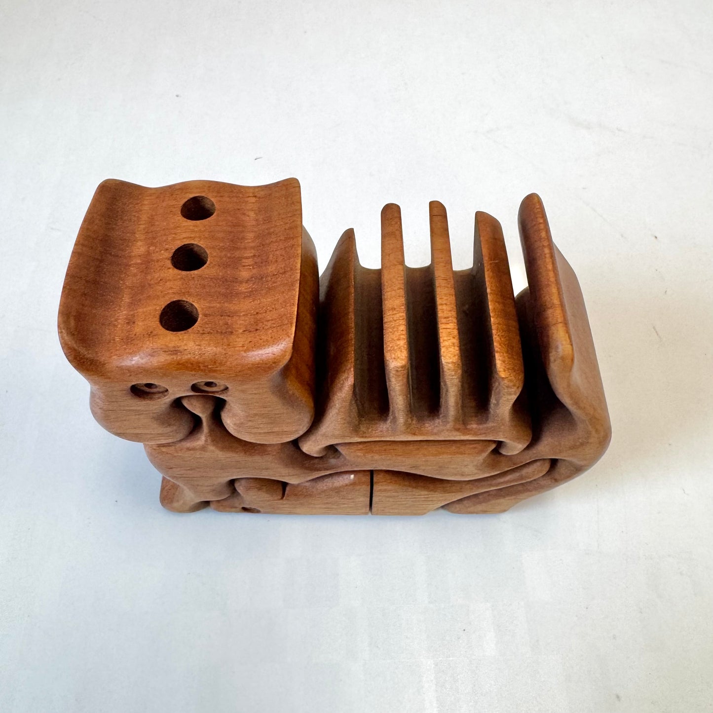 Vintage Wooden Cat & Mouse Puzzle Desk Organizer by Richard Rothbard