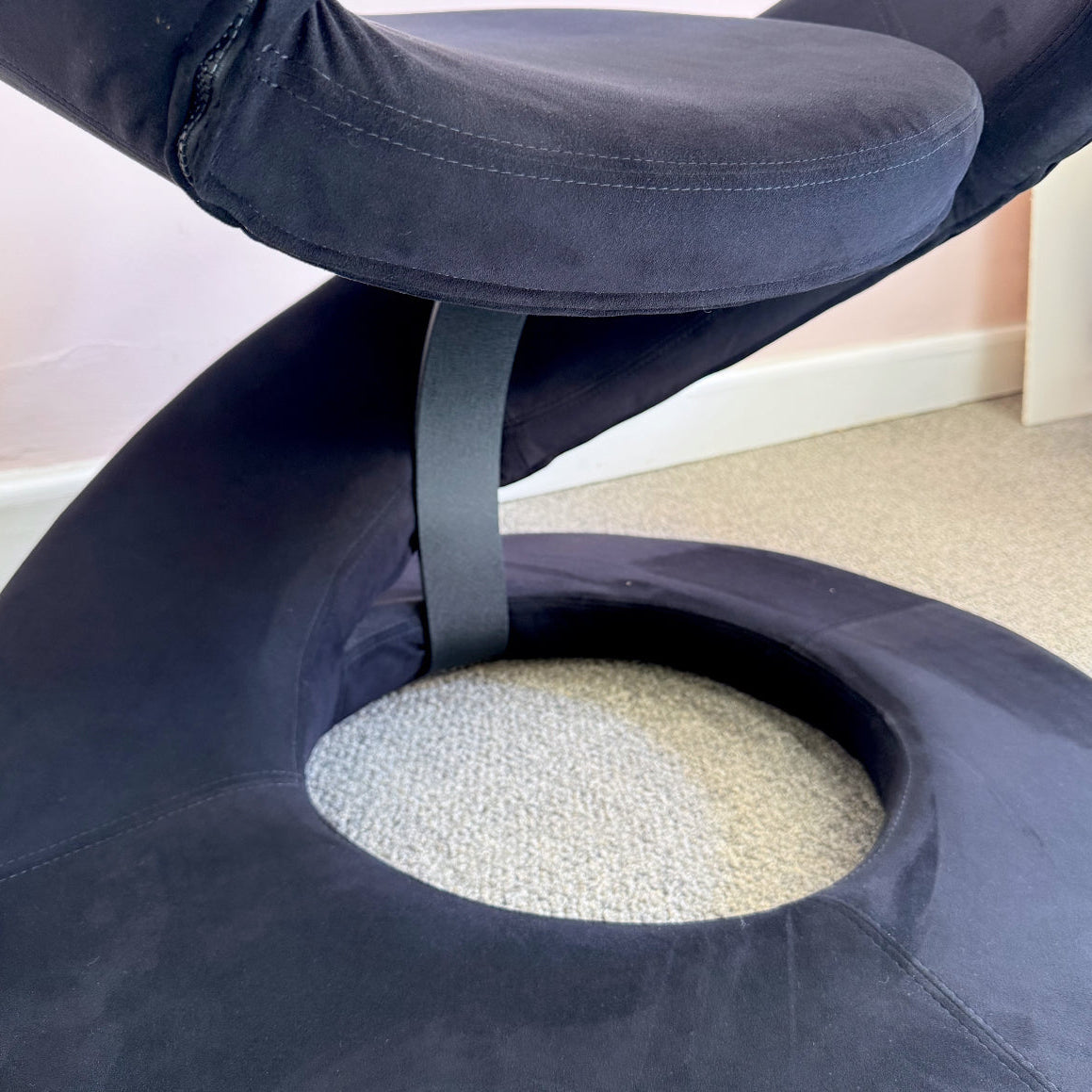 Vintage Spiral Ribbon Chair in Black Suede Attributed to Jaymar